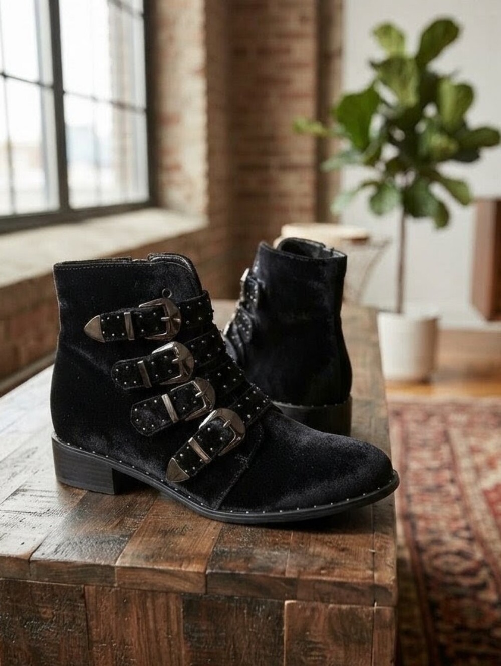 Western Style Velour Booties - Like NEW